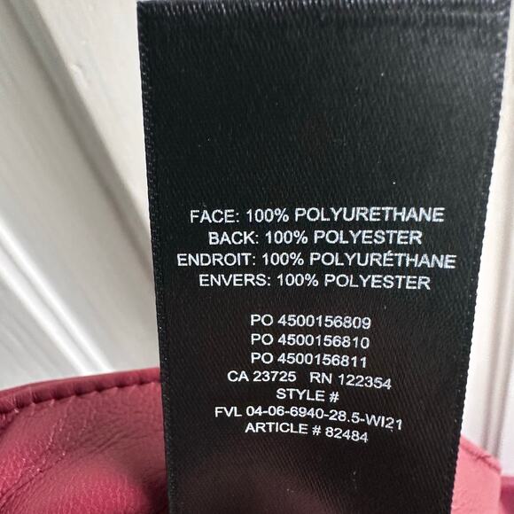 Aritzia Wilfred The Melina Ankle Vegan Leather Pants Garnet Red NWT - Picture 11 of 11